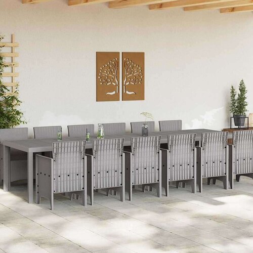  Vrtni set za objed 13 pcs Svjetlosiva Polt ratan Slike