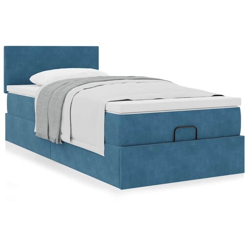 VidaXL Otomanski posteljni okvir z vzmetnico moder 80x200 cm žamet Slike