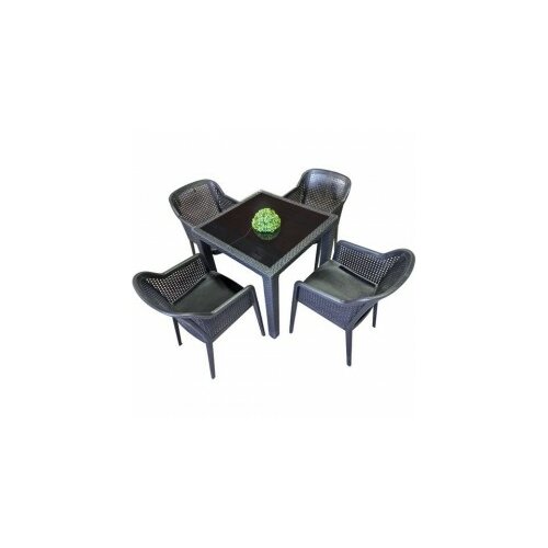 Tilia baštenski set octa sto i 4 stolice crni 80X80 Cene