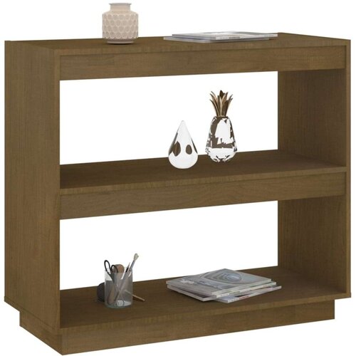 VidaXL knjižna omara medeno rjava 80x35x71 cm trdna borovina Slike