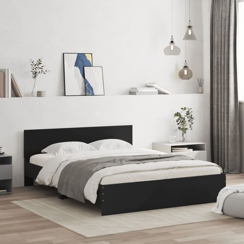 VidaXL Posteljni okvir z vzglavjem črn 140x200 cm Slike