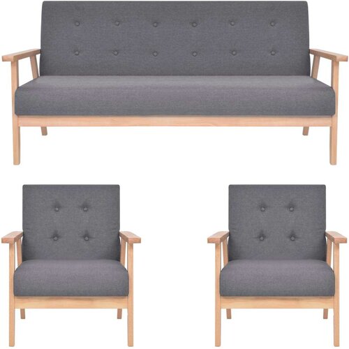  3-dijelni set sofa od tkanine tamnosivi Cijene