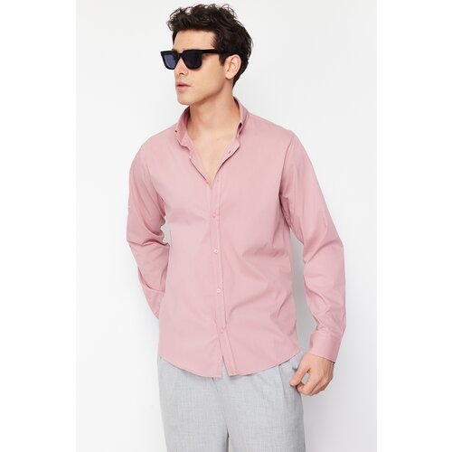Trendyol Pale Pink Men's Slim Fit Sleeve Epaulette Shirt Cene