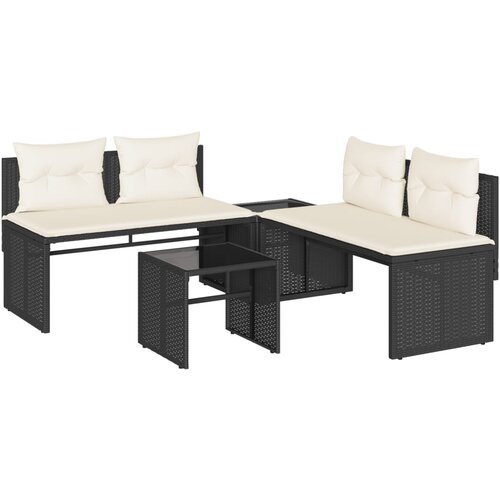 vidaXL 4-dijelni set vrtnih sofa od poliratana s jastucima crni Cijene