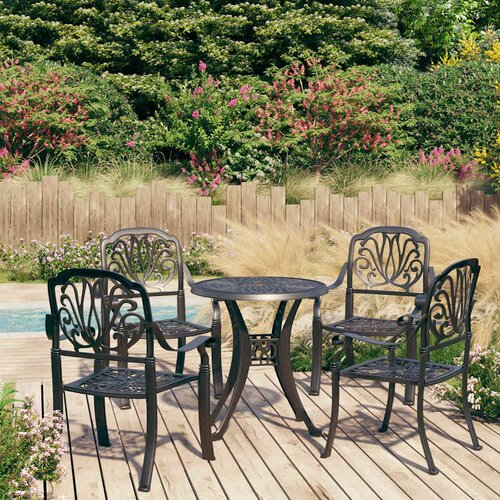  5-dijelni bistro set od lijevanog aluminija crni Cijene