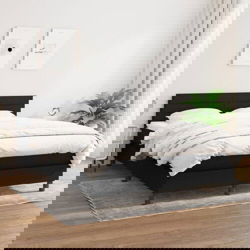 VidaXL Box spring postelja z vzmetnico črna 140x200 cm blago Slike