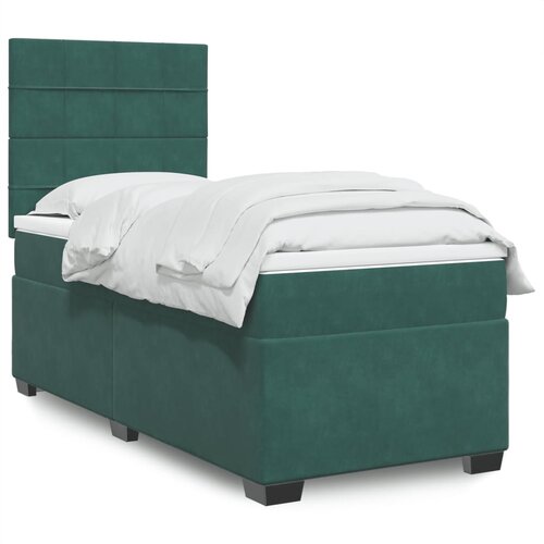vidaXL Box spring krevet s madracem tamnozeleni 90x200 cm baršunasti Cijene