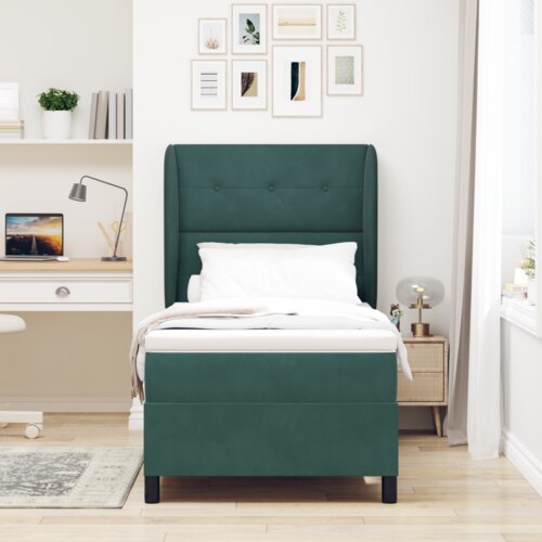 Box Spring krevet s madracem Tamno zelena 90x200 cm Baršun Cijene