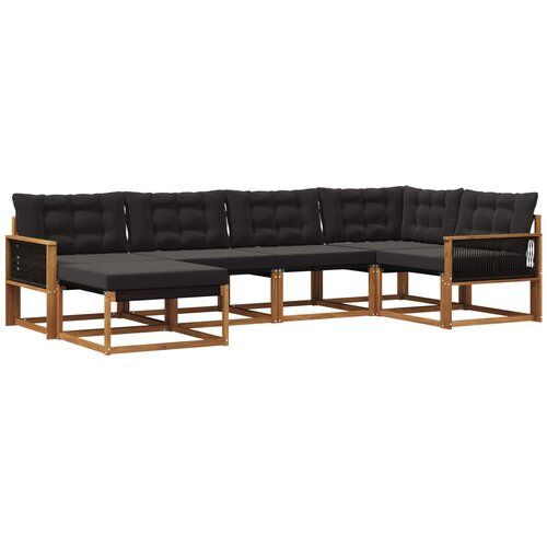 vidaXL Zunanja garnitura za sedenje z blazino 6 pcs Naravna in črna, (5000270062) Cene