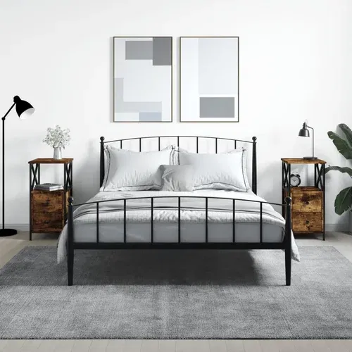vidaXL Noćni ormarići 2 kom boja dimljenog hrasta 34x35 5x70 cm drveni vidaXL Noćni ormarići 2 kom boja dimljenog hrasta 34x35 5x70 cm drveni