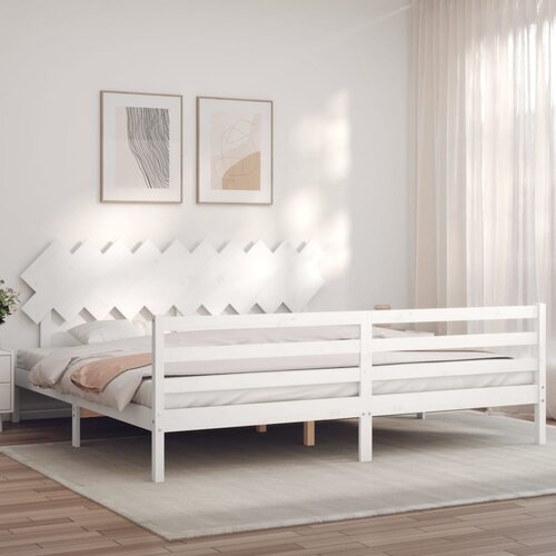  Okvir za krevet s uzglavljem bijeli 200x200 cm od masivnog drva Cijene