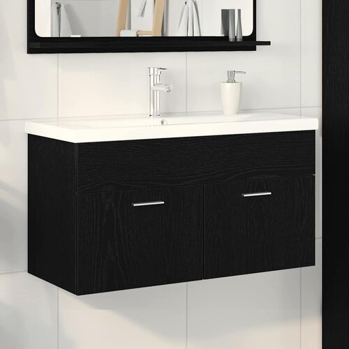  Kupaonski ormar Crni hrast 90 x 38,5 x 46 cm Konstruirano drvo Cene