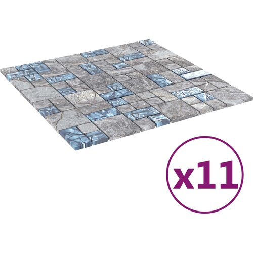 Mosaic keramika 11 pcs Siva i plava 50 x 50 cm Stakl Slike