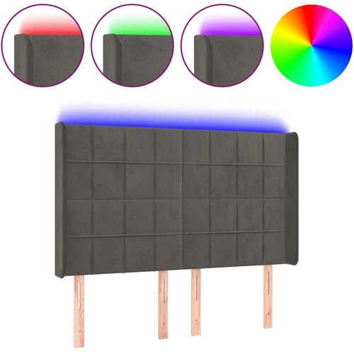 Maison Chic led posteljno vzglavje - vzglavna omarica - nočna omarica temno sivo 147x16x118/128 cm žamet, (21712949) Slike