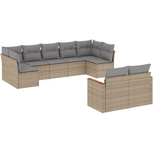 vidaXL 9-dijelni set vrtnih sofa s jastucima bež od poliratana Cijene