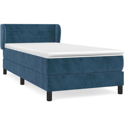 vidaXL Box spring postelja z vzmetnico temno moder 90x190 cm Cene