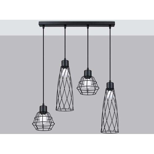  Sollux SL.1167 - Luster na sajli SUBA 4xE27/15W/230V crna Slike