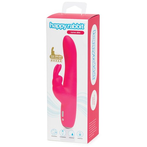 Happy Rabbit VIBRATOR RABBIT Slimline Curve Pink Slike