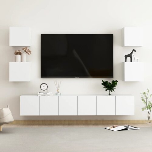 The Living Store Komplet TV omaric 7-delni bela iverna plo&amp;scaron;ča - TV Omarica, (21375509) Slike
