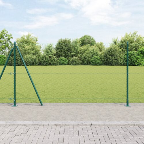 vidaXL Hexagonalna ograja Zelena 1,2x10 m Jeklo, Stebri z osnovnimi ploščami 7 kos Ø32mm 68,5cm Galvanizirano jeklo Cene