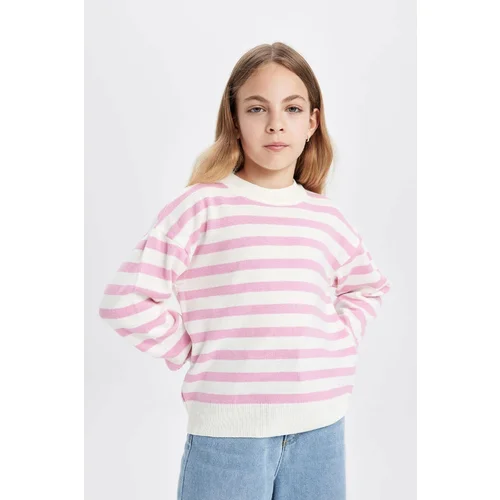 Defacto Girl's Standard Fit Crew Neck Sweater