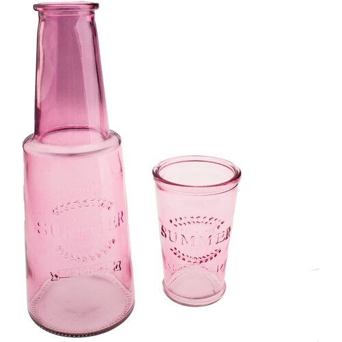 Dakls Rožnata steklena karafa s kozarcem, 800 ml Cene