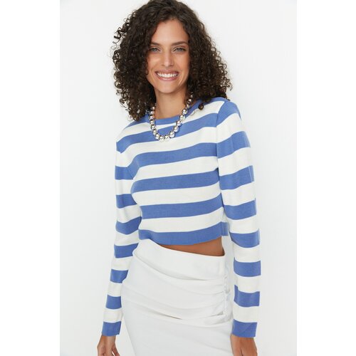 Trendyol Lilac Striped Crop Knitwear Sweater Slike
