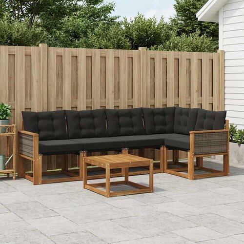  Set vanjskih sofa 6 kom. Prirodna i crna Cijene
