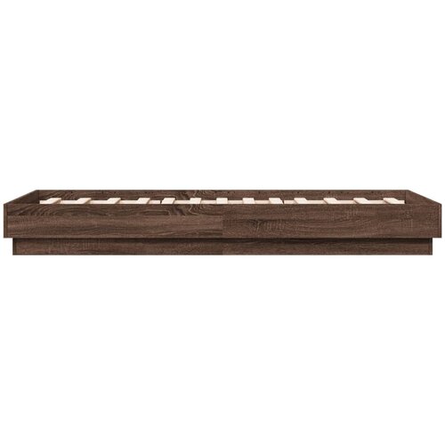  Okvir kreveta s LED svjetlima smeđa boja hrasta 75 x 190 cm Slike