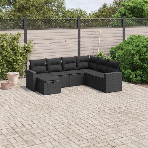 vidaXL 7-dijelni set vrtnih sofa od poliratana s jastucima crni Cijene