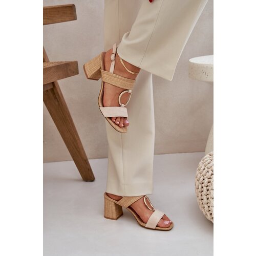 PS1 Block Heel Sandals Beige Afleeria Slike
