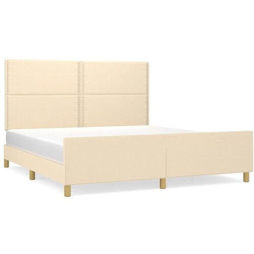 VidaXL Posteljni okvir z vzglavjem krem 180x200 cm blago, (20902980) Slike