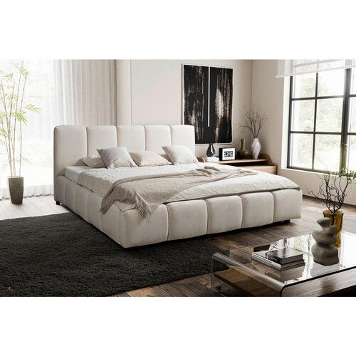 MID.YOU OBLAZINJENA POSTELJA 180 cm x 200 cm , les, umetna masa, tekstil, leseni material bež Cene