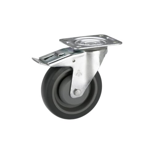 DÖRNER&HELMER 716465F Transportni uređaj okretni kotač 80x32mm Kula, termopl. Gumeni kotač siva, FAD, ploča 105x85mm, Cijene