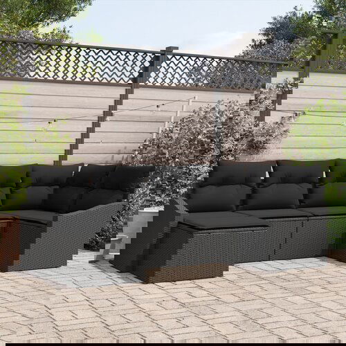 vidaXL 6-dijelni Vrtni Set za Jelo s Jastucima Crni Poliratan Cijene