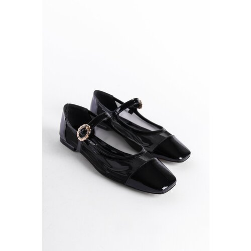 Capone Outfitters Flat Toe Banded Patent Leather Flats Slike