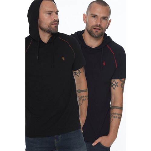 Dewberry DOUBLE SET T8570 HOODED MEN'S T-SHIRT-NAVY - BLACK Cijene