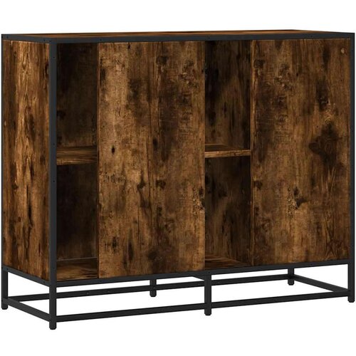 VidaXL Komoda dimljeni hrast 92x35x76 cm konstruirano drvo Slike