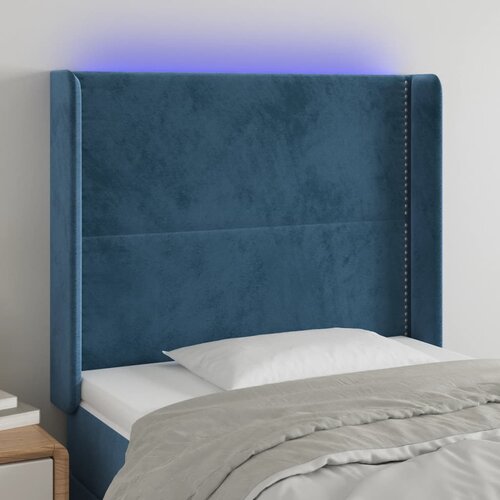  The Living Store LED posteljno vzglavje temno modro 83x16x118/128 cm žamet - LED Vzglavje, (21487992) Cene