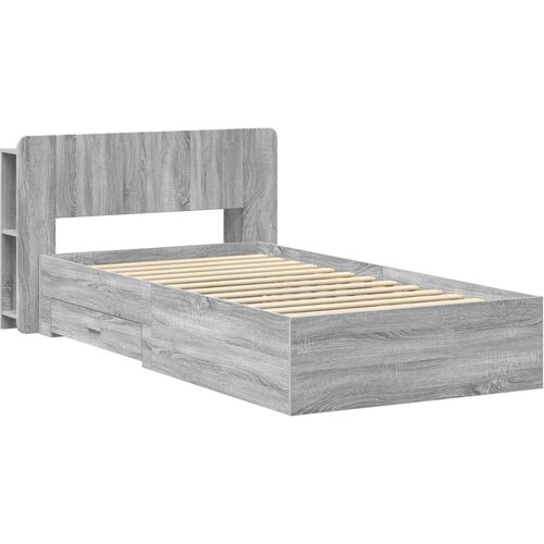  Okvir kreveta s pohranom s uzglavljem Siva Sonoma 90 x 190 cm Slike