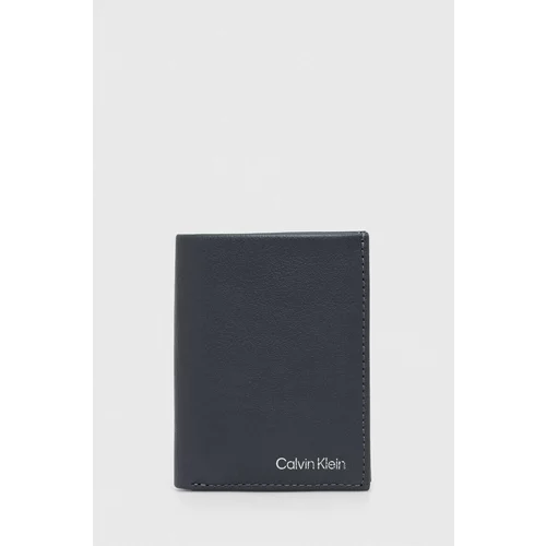 Calvin Klein Usnjena denarnica moški, siva barva