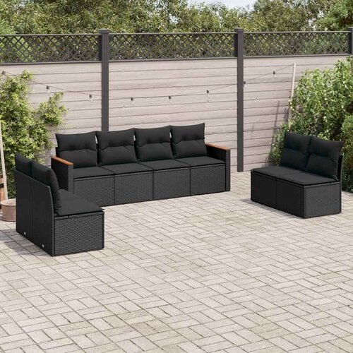  8-dijelni set vrtnih sofa od poliratana s jastucima crni Cijene