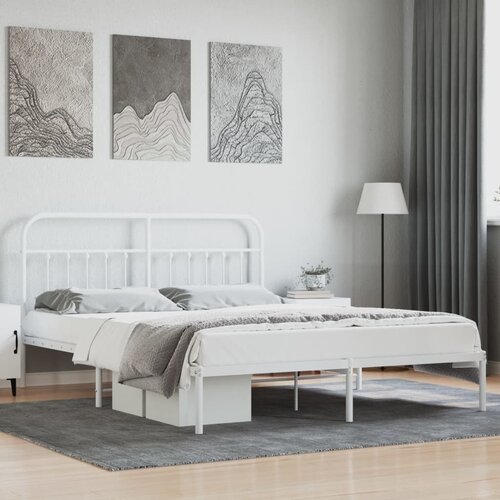 vidaXL Metalni okvir za krevet s uzglavljem bijeli 183x213 cm Cijene