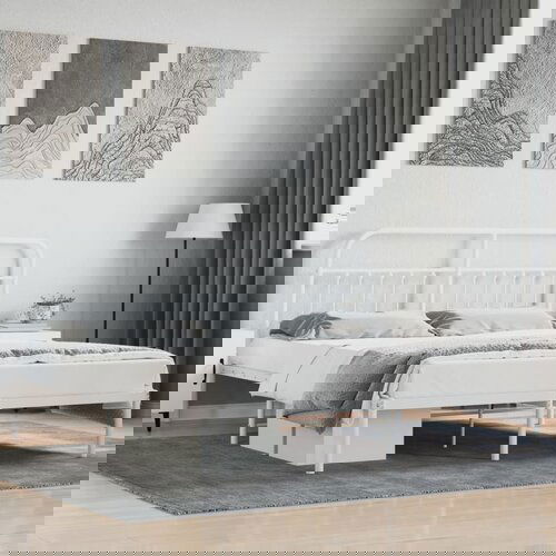 VidaXL Metalni okvir za krevet s uzglavljem bijeli 183x213 cm Slike