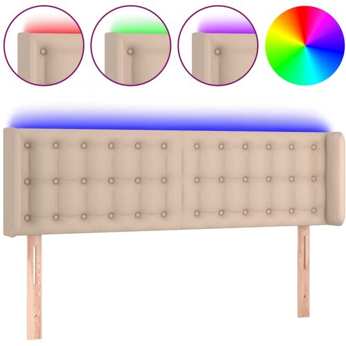 Maison Chic LED Posteljno vzglavje - Vzglavna omarica - Nočna omarica kapučino 147x16x78/88 cm umetno usnje, (21708066) Cene
