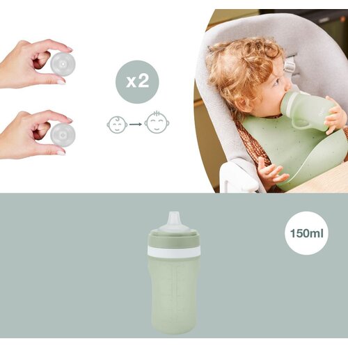 Babymoov Ergonomska silikonska bočica 150ml - Green Slike