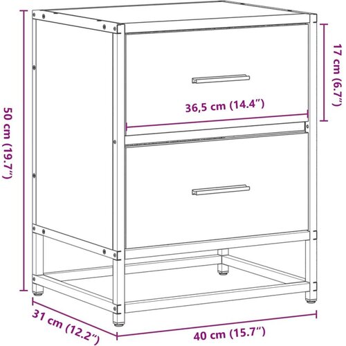 VidaXL Noćni ormarići 2 kom boja hrasta 40x31x50 cm konstruirano drvo Slike