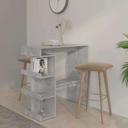 vidaXL Barska miza s policami betonsko siva 100x50x101,5 cm iverna pl. Cene