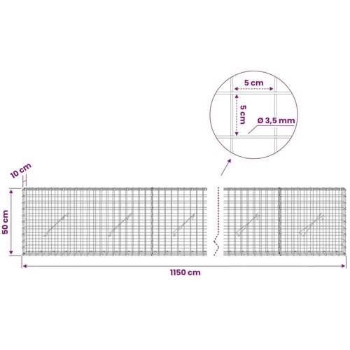  Gabion s žicom debljine 3 5 mm i mrežom 5x5 cm 1150x10x50 cm - 10 cm 50 cm 1150 cm Slike
