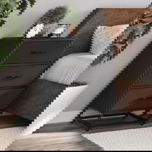 vidaXL Noćni ormarić crni 40x34,5x60 cm Konstruirano drvo i metal Cene